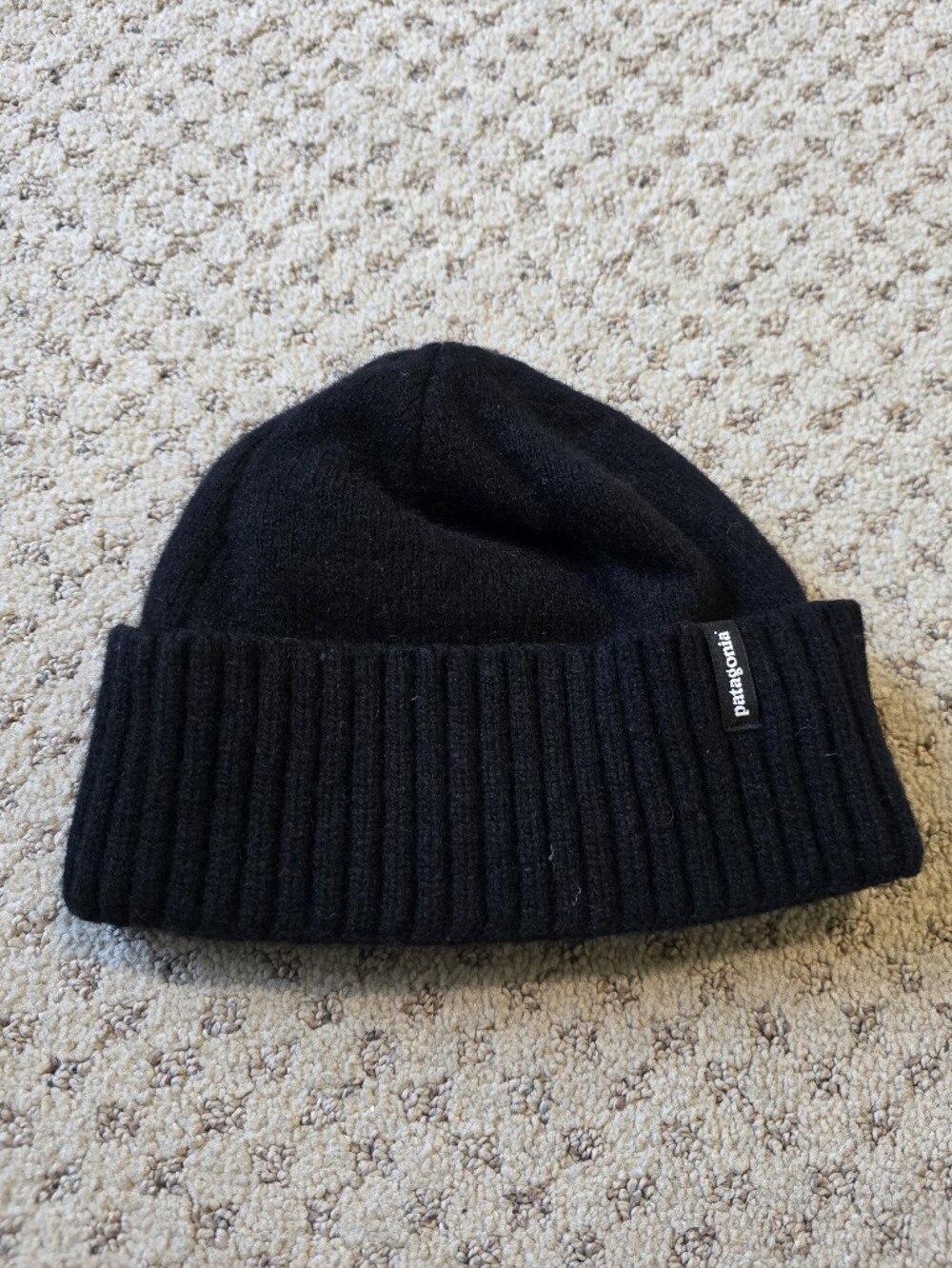 Patagonia Black Ribbed Cuffed Beanie